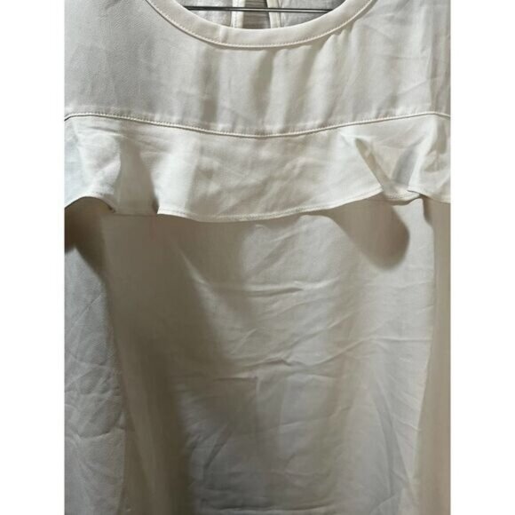 NEW Loft Women Ivory Ruffle Bell Sleeve Blouse Small - Picture 6 of 9